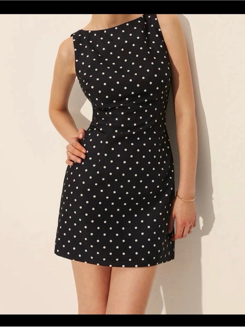 Black Polka Dot Commense Sleeveless Dress